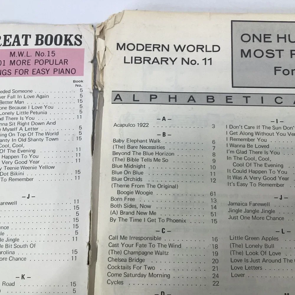 101 Most Popular Songs Easy Piano Modern World Library No 11a  Songbook La Lecon